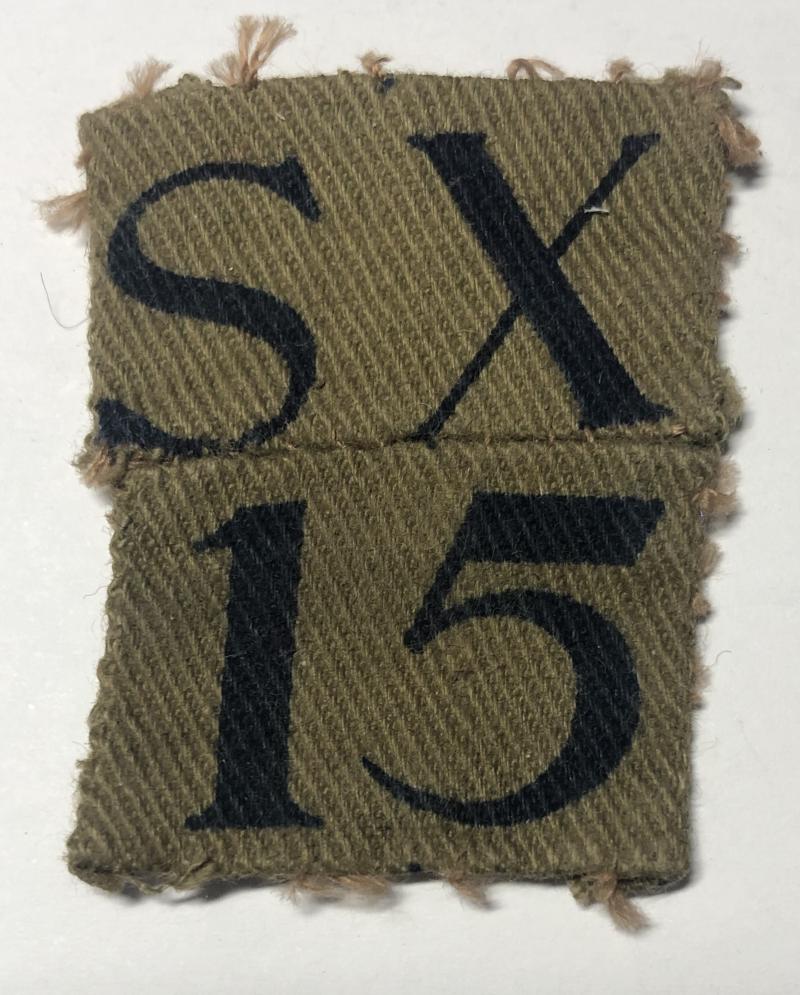 SX / 15 (West Brighton) Sussex WW2 Home Guard printed designation.