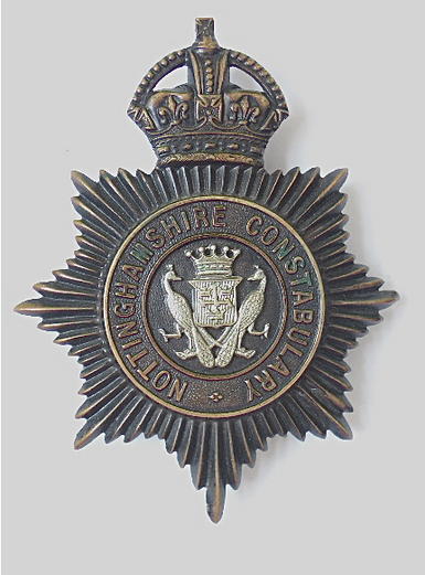 Nottinghamshire Constabulary King's crown police night helmet plate