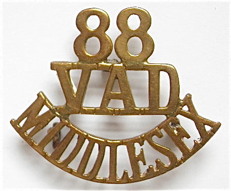 WW1 88 VAD Middlesex Brass Shoulder Title.