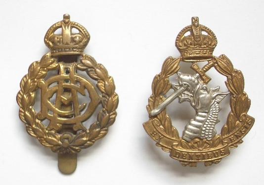 Army Dental Corps and Royal Army Dental Corps cap badges.