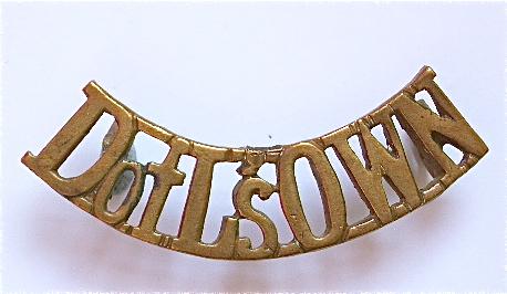 D of L?s OWN brass Duke of Lancaster's Own Yeomanry shoulder title.