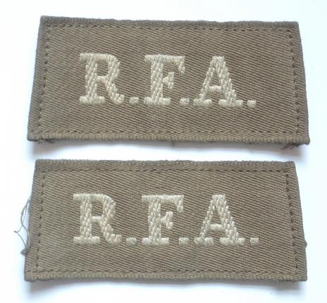 WW1 Royal Field Artillery (RFA) Middle East Slip on Shoulder Titles