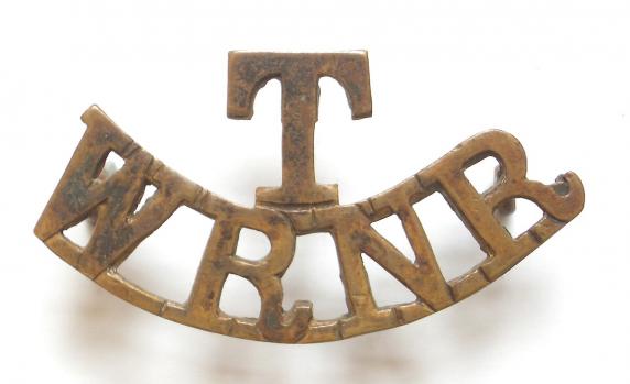 T / WRNR West Riding National Reserve WW1 brass shoulder title.