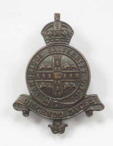 Cambridgeshire University OTC OSD bronze cap badge.