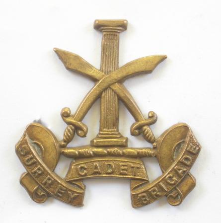 Surrey Cadet Brigade brass cap badge. 