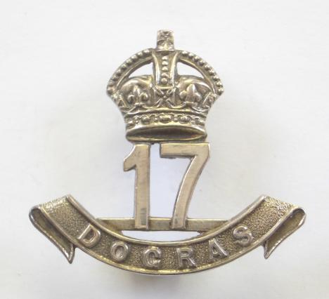 Indian Army. 17th Dogra Regiment post 1922 Officer?s silver cap badge.