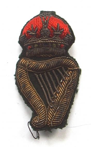 Royal Irish Regiment Officer's bullion cap badge circa 1902