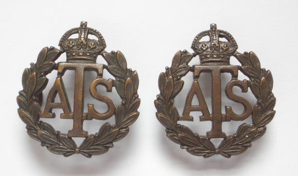 WW2 Period ATS Officers pair of bronze OSD Collar Badges.