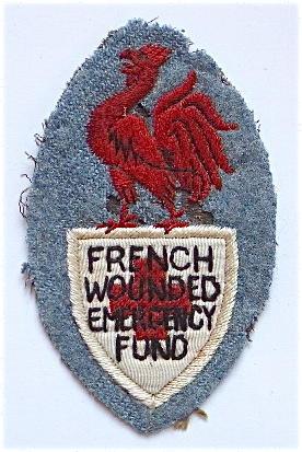 WW1 French Wounded Emergency Fund (FWEF) rare WWI cloth badge.
