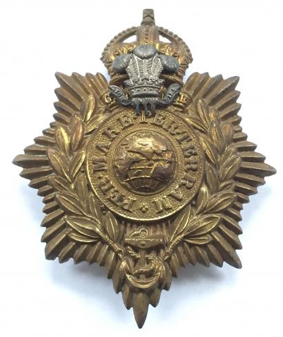 Royal Marine Light Infantry / RM Plymouth Division Band helmet plate circa 1919-52.