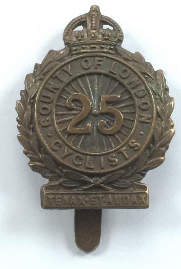 25th County of London (Cyclist) Bn. The London Regiment WW1 bronze badge.