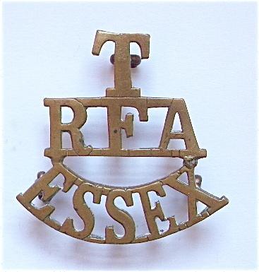 WW1 T RFA Essex Brass Shoulder Title circa 1908-20