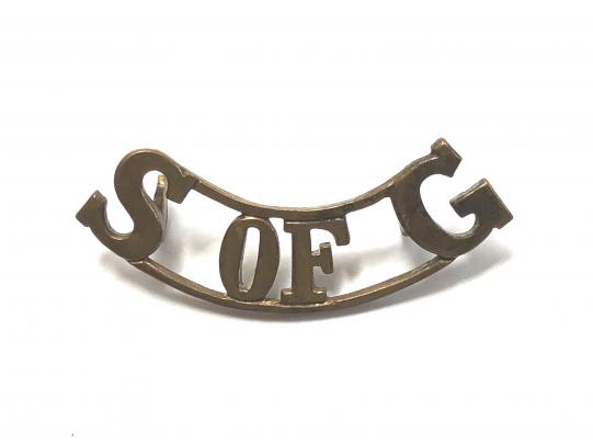 S OF G (School of Gunnery) pre 1920 brass shoulder title