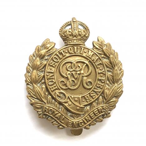 Royal Engineers WW1 all brass economy cap badge circa 1916-18