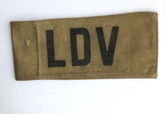 Local Defence Volunteers early WW2 1940 printed cloth LDV armband