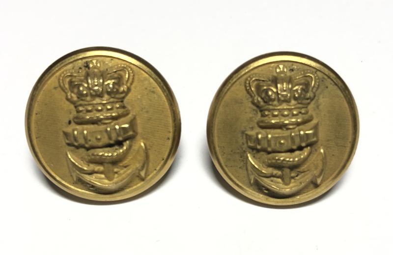 Royal Navy 2 x Victorian Rating's gilt buttons circa 1888-1901..