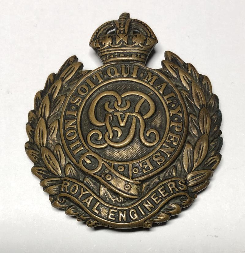 Royal Engineers WW1 brass economy cap badge c1916-18.