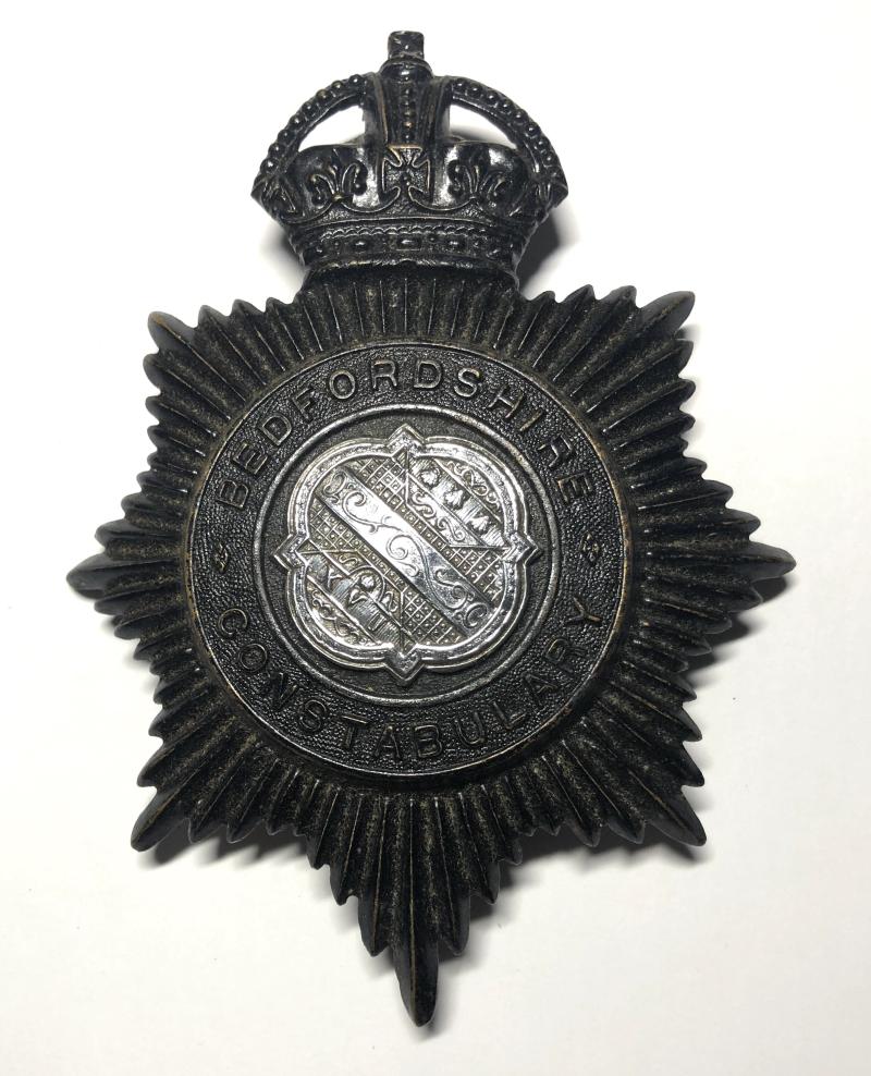 Bedfordshire Constabulary police night helmet plate.