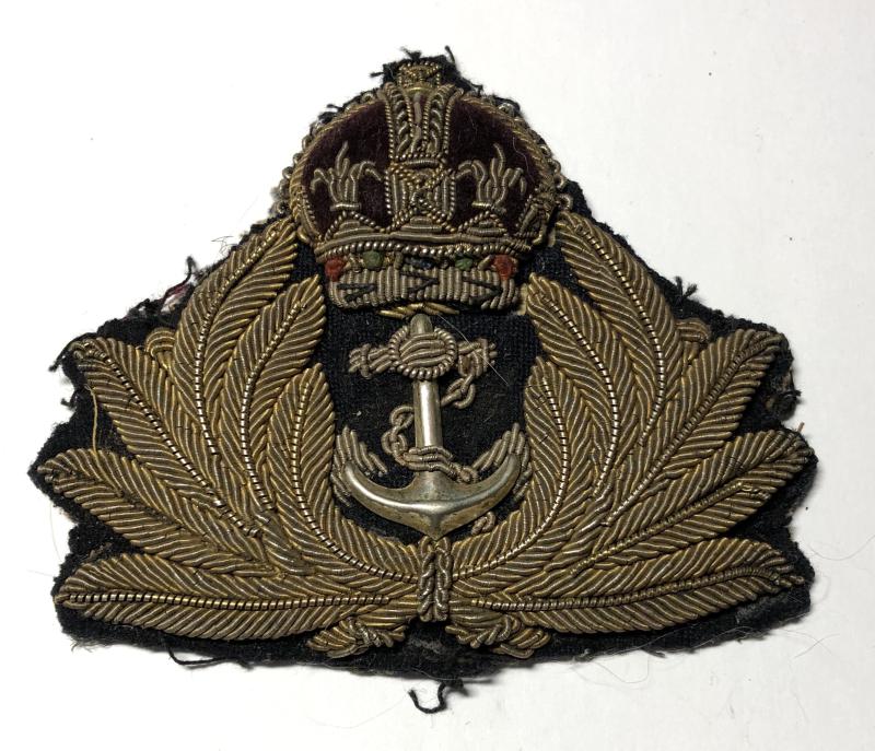 WW2 Royal Navy Officer's bullion cap badge.