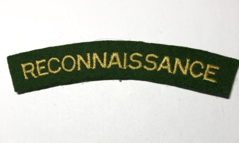 Reconnaissance Corps (RECONNAISSANCE) WW2 shoulder title.