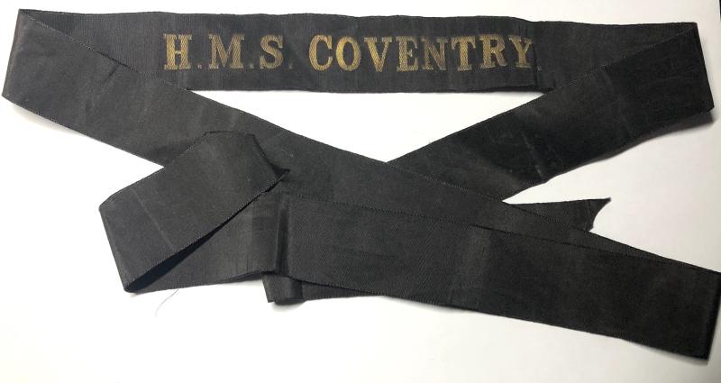 H.M.S. COVENTRY. WW1 cap tally/ribbon.