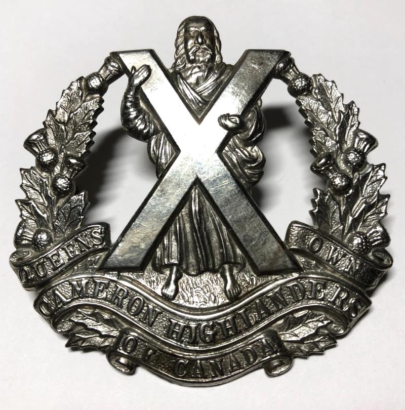 Queen's Own Cameron Highlanders of Canada glengarry badge by Roden Brothers.