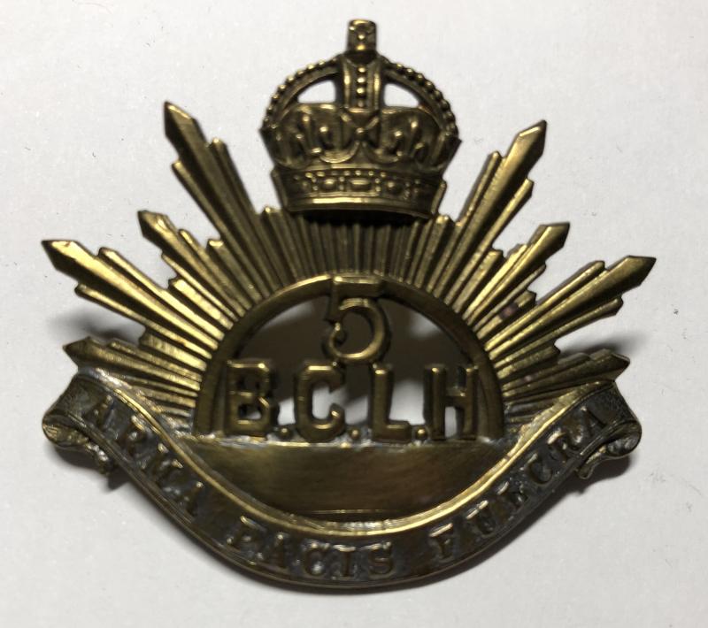 Canadian British Columbia Light Horse cap badge by Scully.