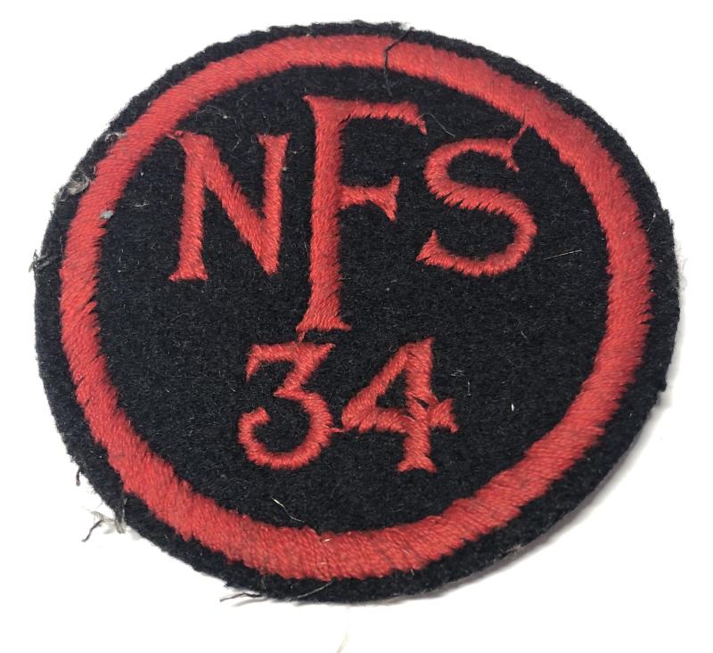 National Fire Service NFS 34 LONDON Fire Force Area WW2 cloth badge.