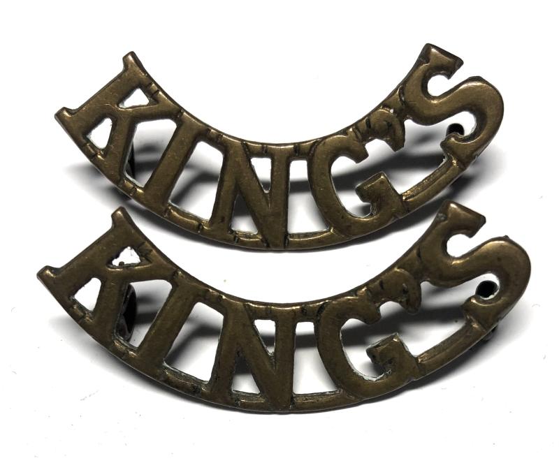 King's Liverpool Regiment pair of brass shoulder titles.