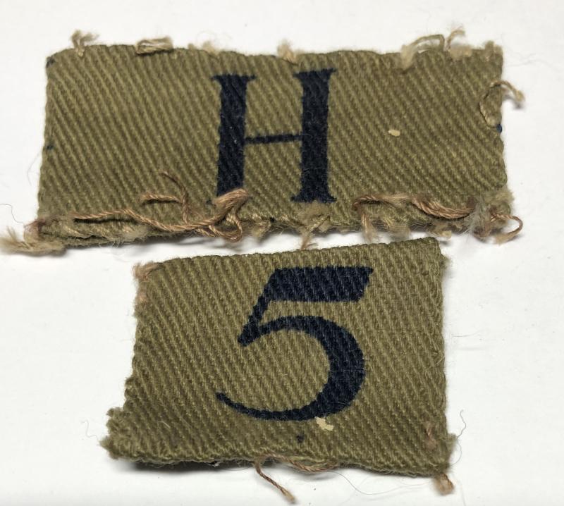 H / 5 (Winchester) Hampshire WW2 Home Guard printed designation.