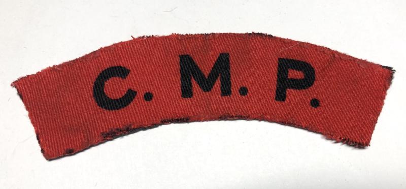 C.M.P.  Corps of Military Police WW2 printed shoulder title.