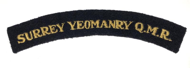 SURREY YEOMANRY Q.M.R.  (298th Field Regt. Royal Artillery) cloth shoulder title.