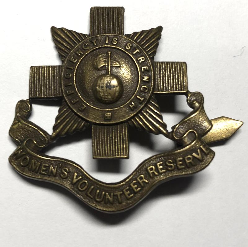 Womens Volunteer Reserve WW cap badge by J.R. Gaunt, London.