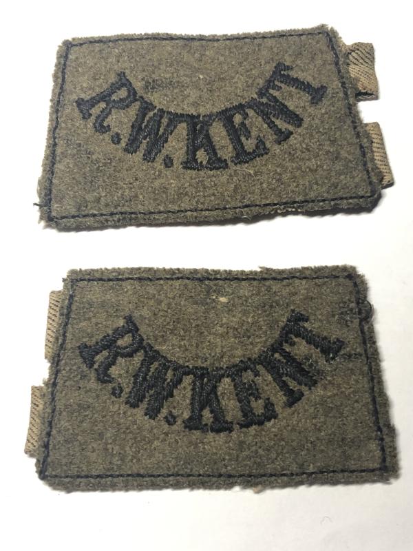 R.W. KENT pair of WW2 Royal West Kent slip-on titles.