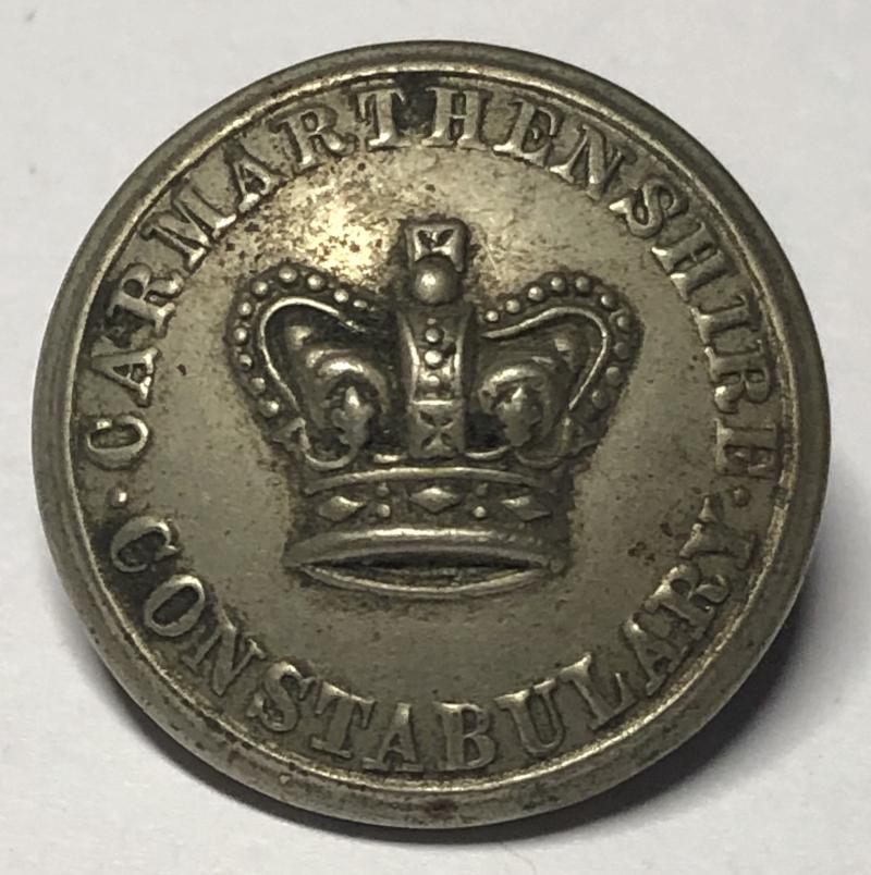 Carmarthenshire Constabulary Victorian Welsh police button.