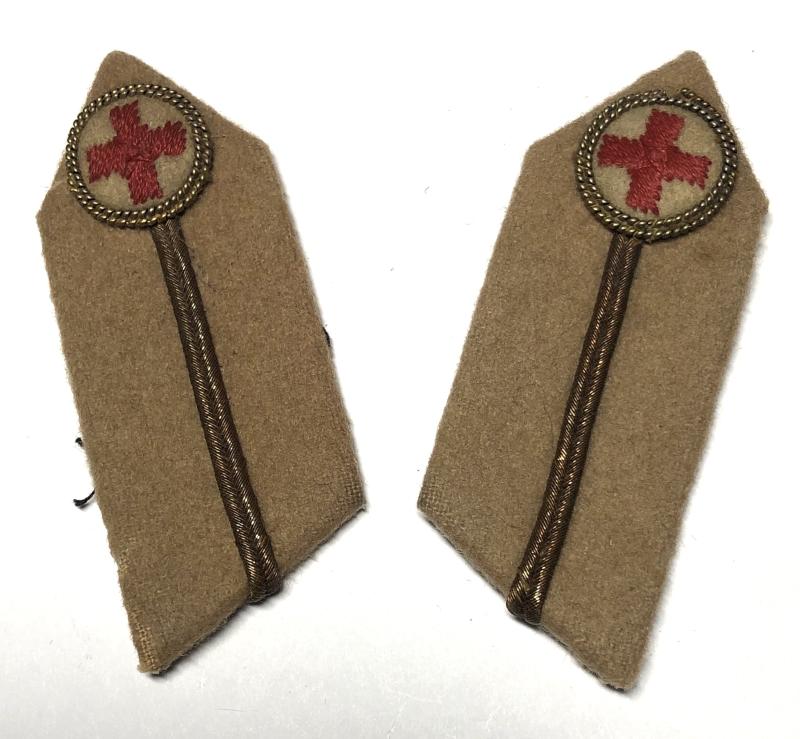 Red Cross Staff Officer WW1 pair gorget patches or tabs.
