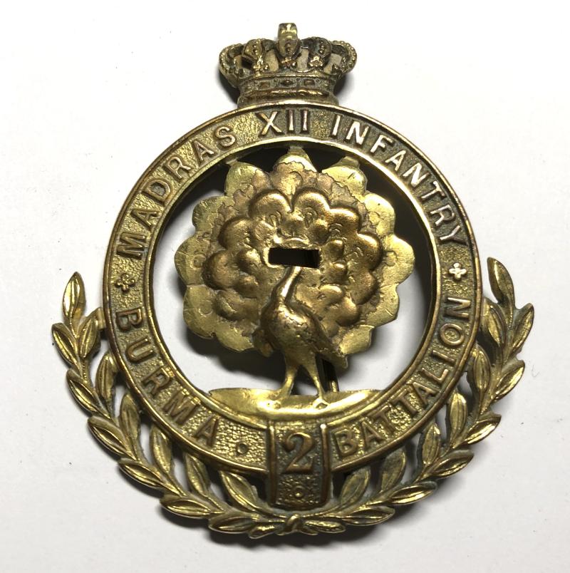 2nd Burma Bn. 12th Madras Infantry Indian Army Victorian Officer's pagri badge.