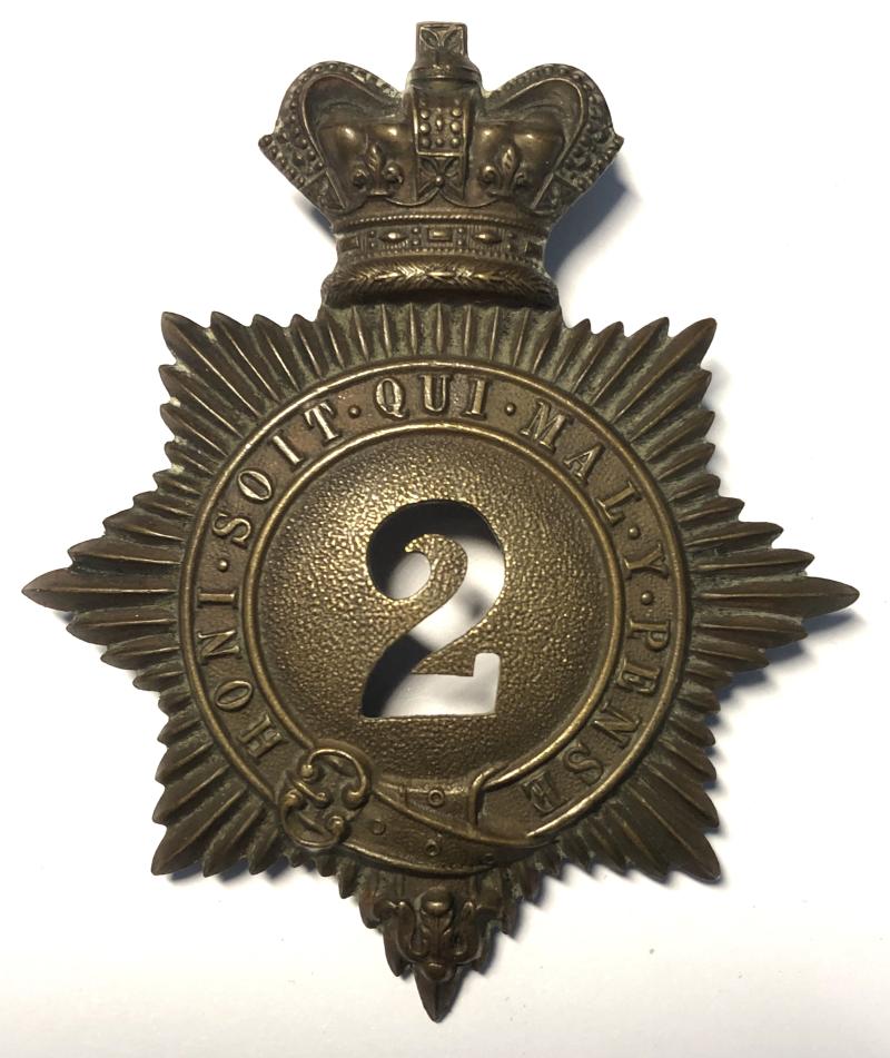2nd (Queen's Royal) Regiment of Foot Victorian Quilted pattern shako plate badge c. 1861-69.