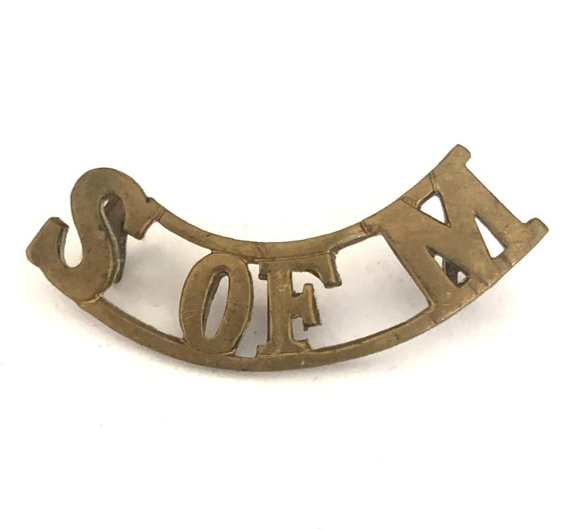 S OF M pre 1919 School of Musketry shoulder title.