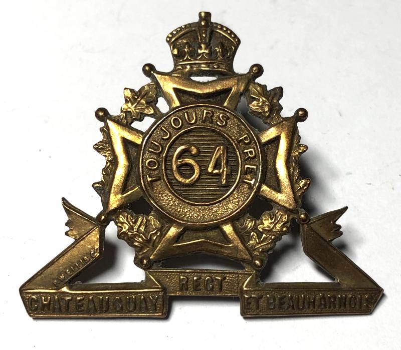 64th Chateauguay & Beauharnois Regiment Canadian cap badge.