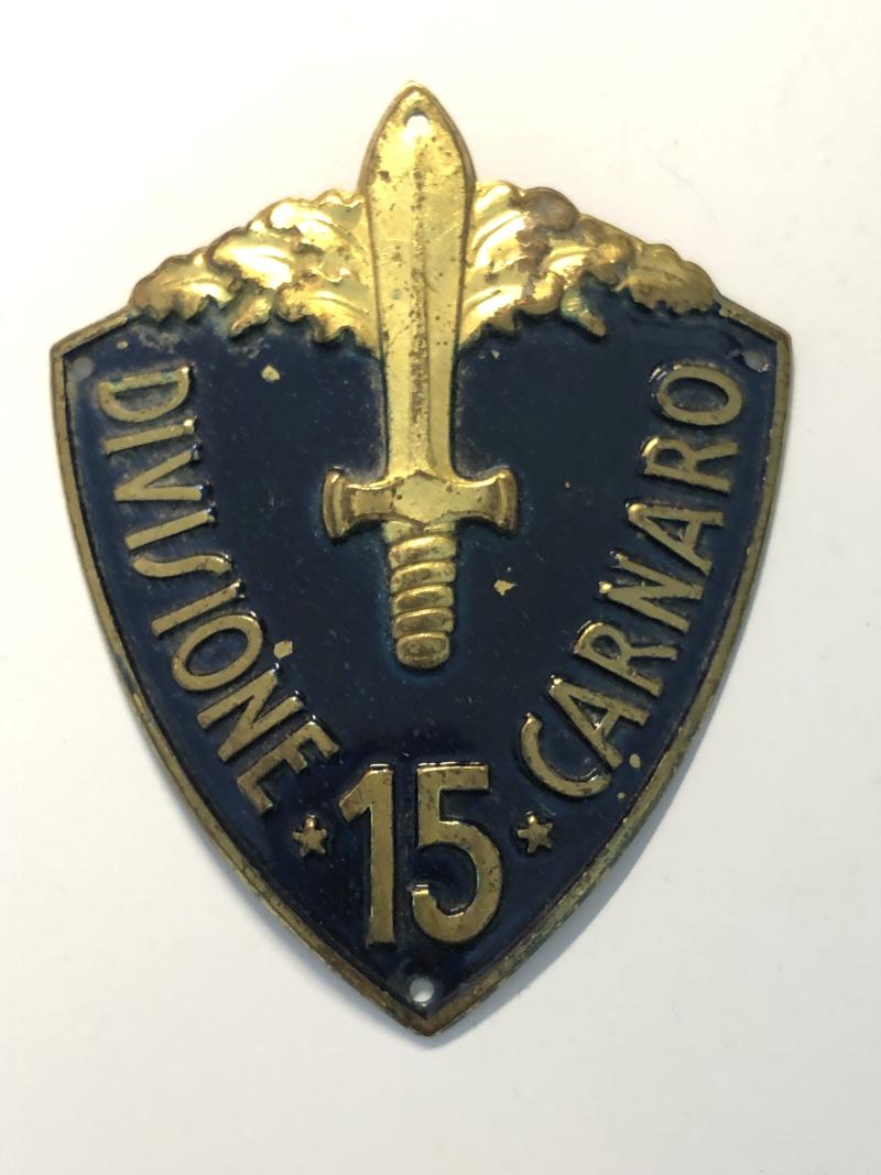 Italian Army 15th Carnaro Divizione arm shield c. 1934-39