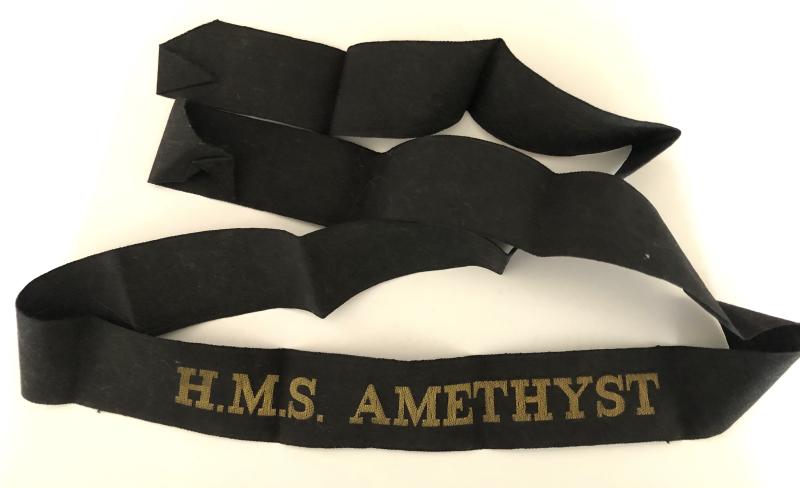 HMS Amethyst Royal Navy Ratings Cap Tally / Ribbon/