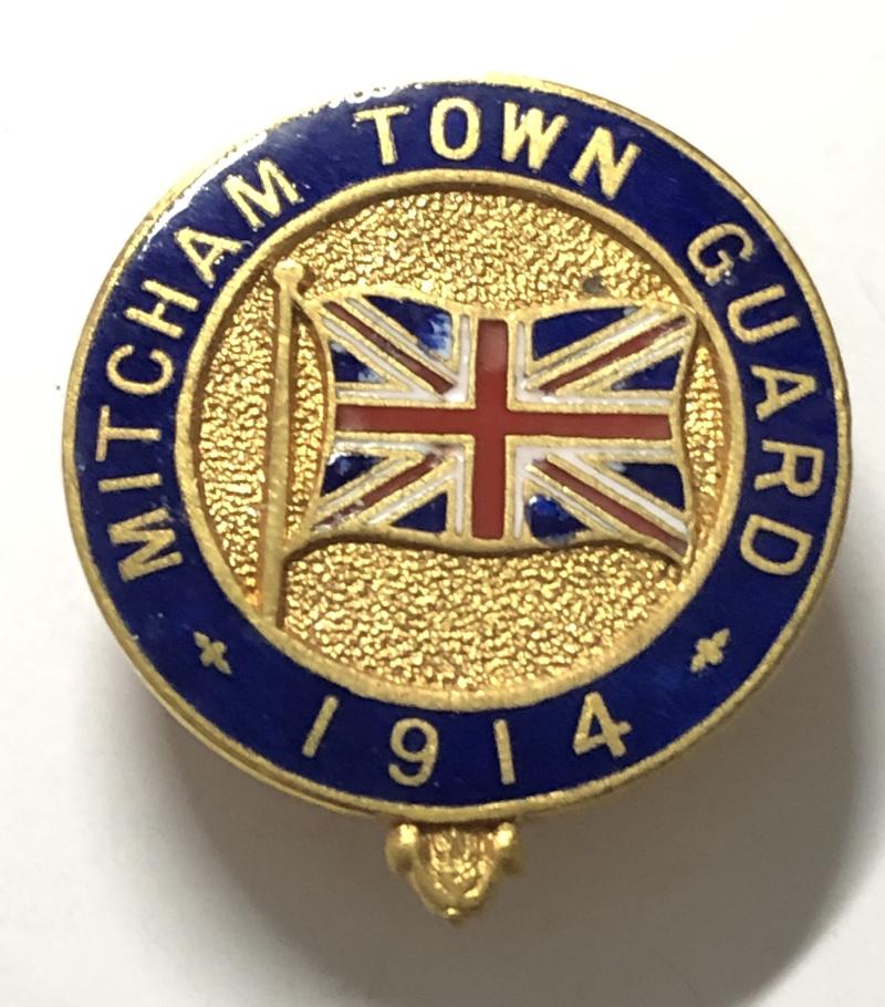 Mitcham Town Guard WWI enamelled VTC lapel badge.