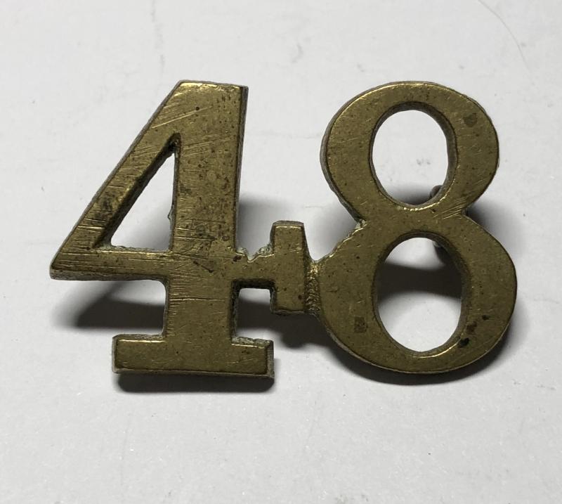 48th (Northamptonshire) Regiment of Foot Victorian ‘pork pie’ hat numerals circa 1840-74.
