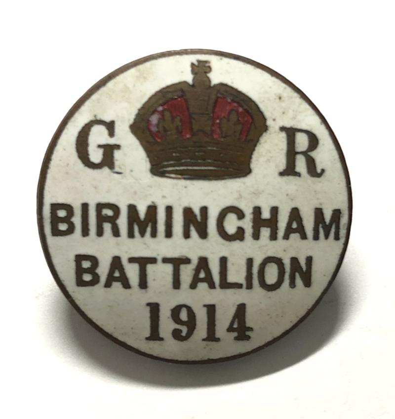 WW1 Birmingham Pals Battalions 1914 Kitchener’s Army Enamelled Lapel Badge.
