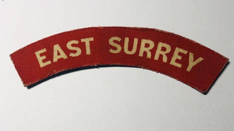 EAST SURREY WW2 Regiment printed shoulder title.