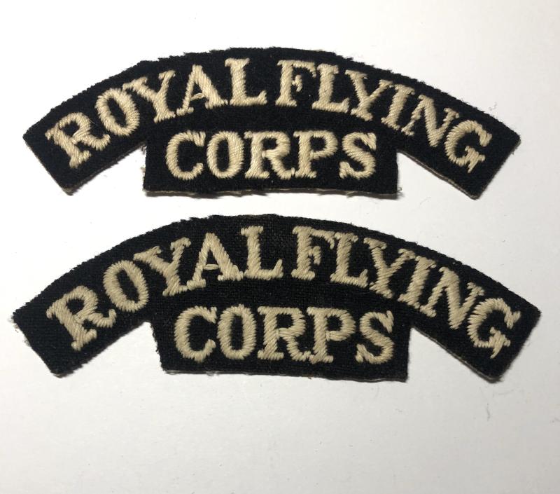 ROYAL FLYING CORPS matching pair of WW1 RFC cloth shoulder titles