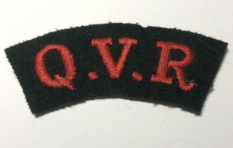 Queen Victoria's Rifles, London Regiment cloth shoulder title.