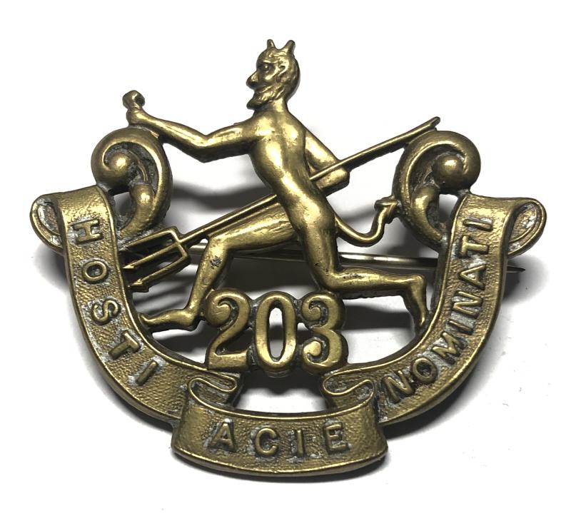 203rd (Winnipeg Rifles) Bn. Canadian CEF cap badge by Birks 1916.