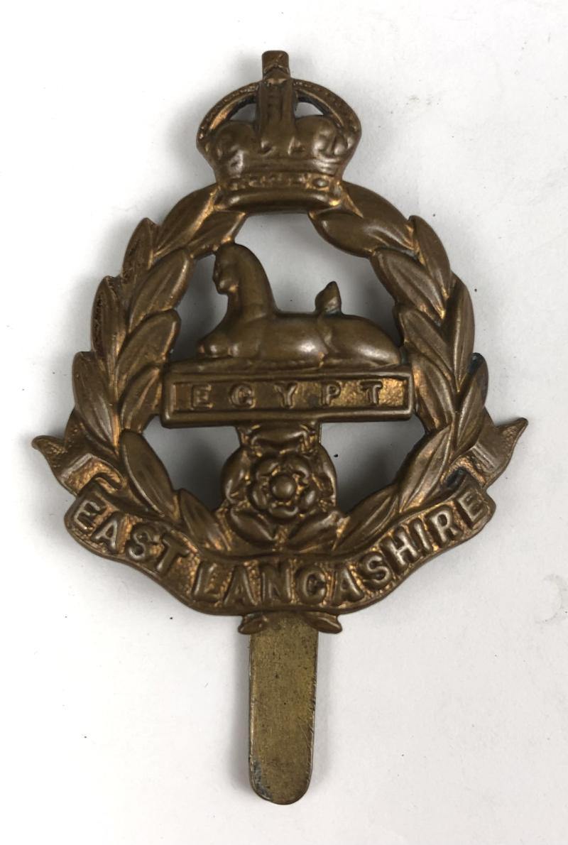 East Lancashire Regiment WW1 all brass economy cap badge circa 1916-18.